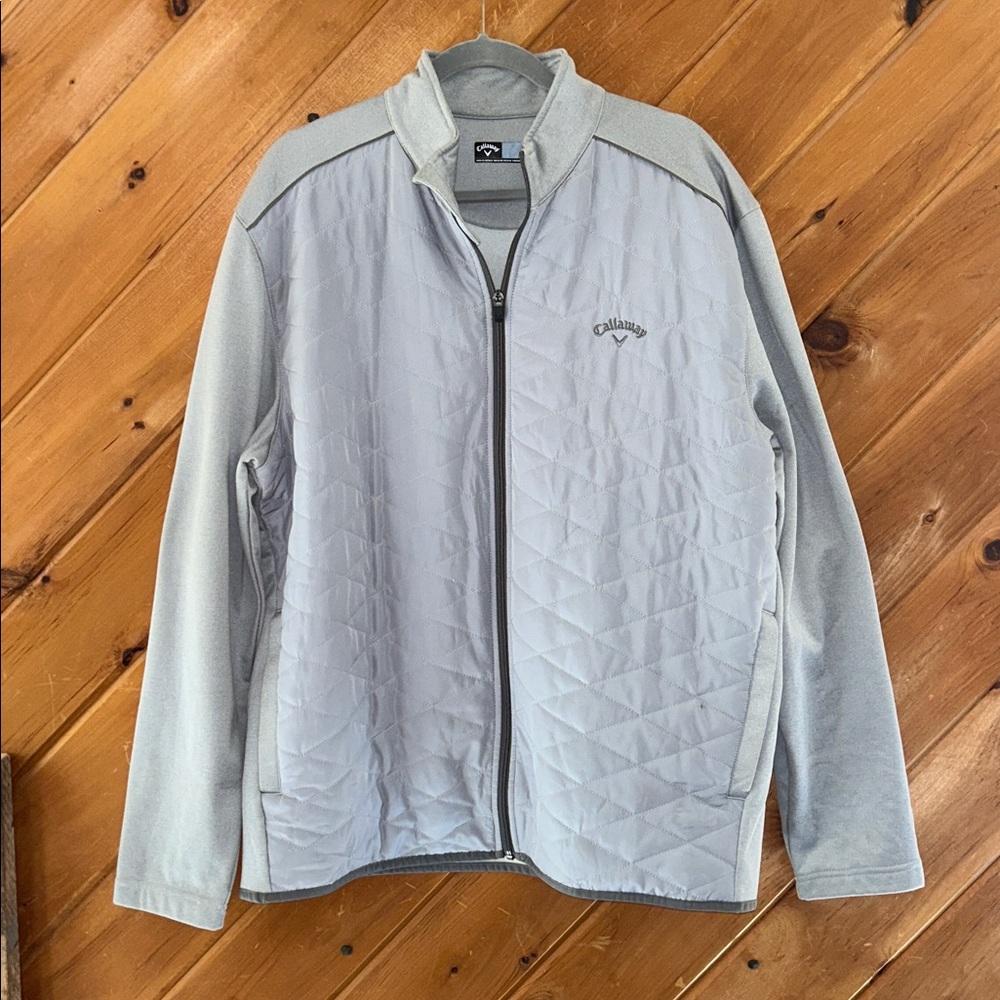 Mens Callaway Ultra Sonic Waffle Zip Gray lightweight golf Jacket